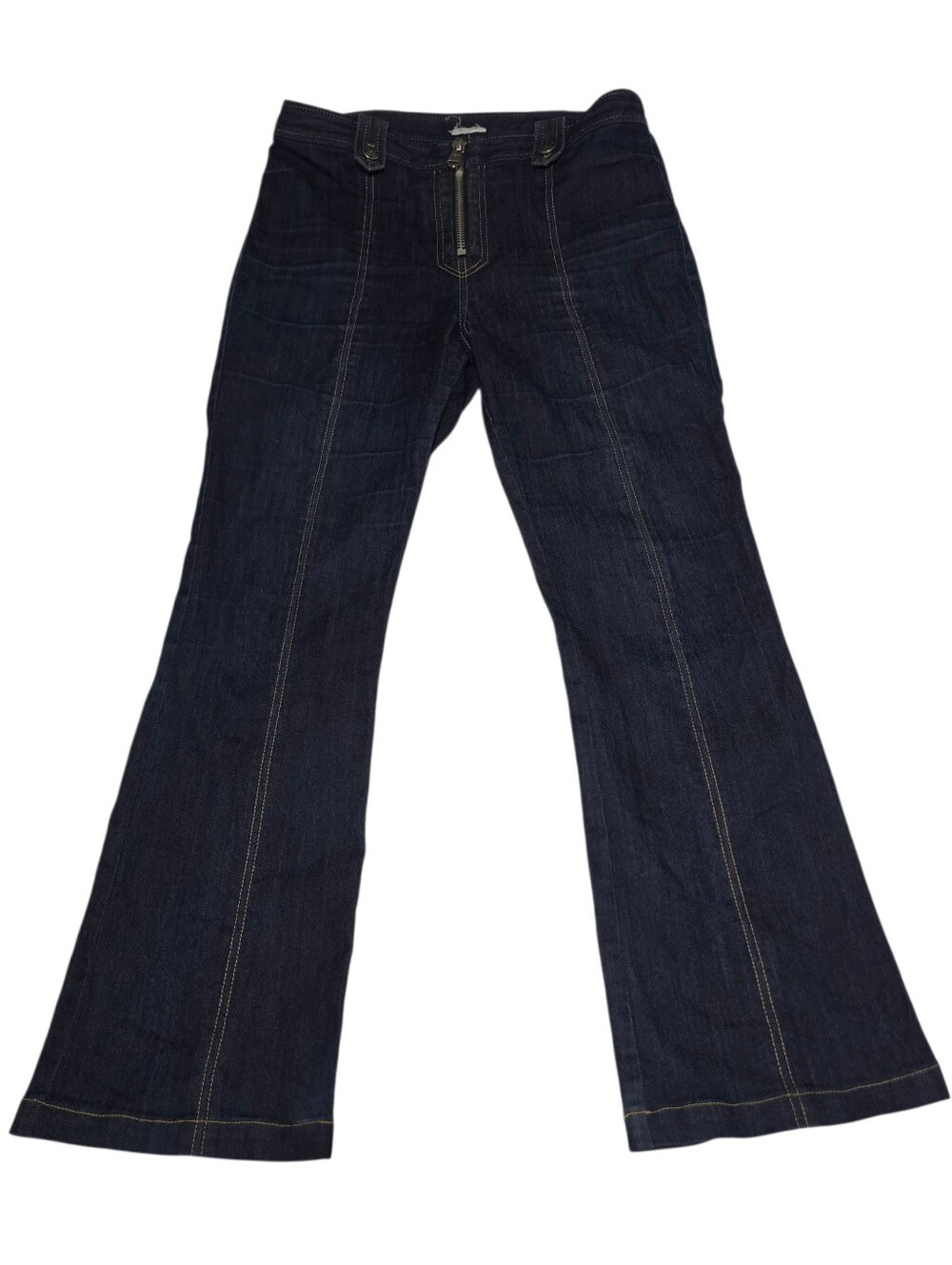Cinq a Sept Flare Jeans Size M Topstitch Indigo Exposed Zipper